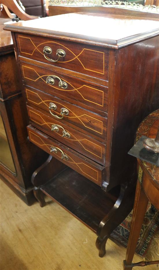 Edwardian inlaid mahogany music cabinet